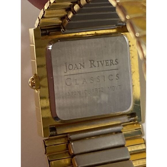 Joan Rivers Classics Quilted Gold Tone Square Dress Watch Accordion Band - Picture 4 of 5